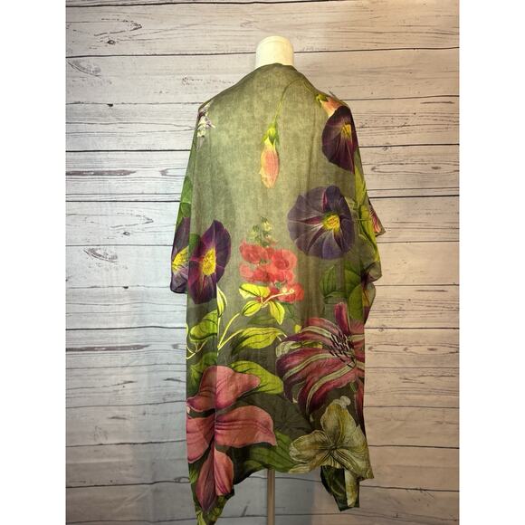 Powder Romantic Boho Botanical Floral Kimono Jacket Wool Coverup One Size - Picture 3 of 8